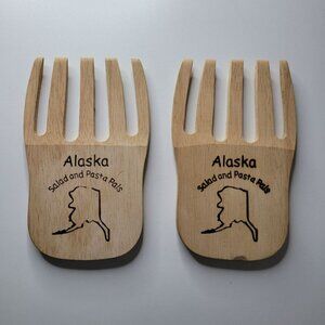 Alaska Salad Pasta Palls Paws Wooden Forks Tossing Utensils Souvenirs